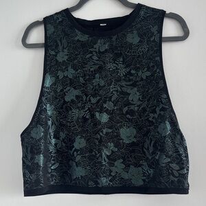 Lululemon Athletica Black and Green Floral Crop Top